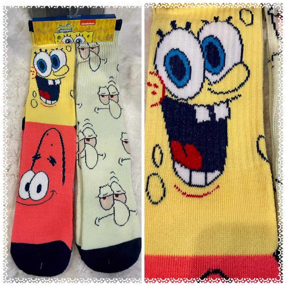 Nickelodeon sponge bob square pants  two pair casual crew socks.